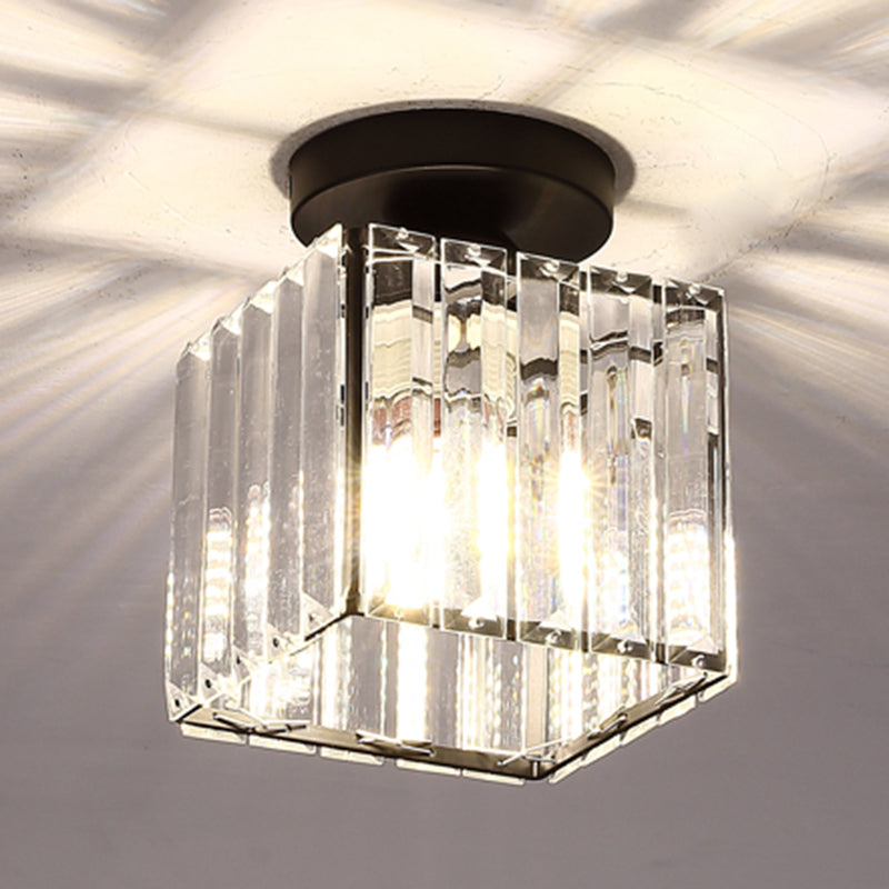 Modern Simplicity Ceiling Light Clear Striped Glass Shade Semi Flush Lamp for Bedroom Clearhalo 'Ceiling Lights' 'Close To Ceiling Lights' 'Close to ceiling' 'Glass shade' 'Glass' 'Semi-flushmount' Lighting' 2562685