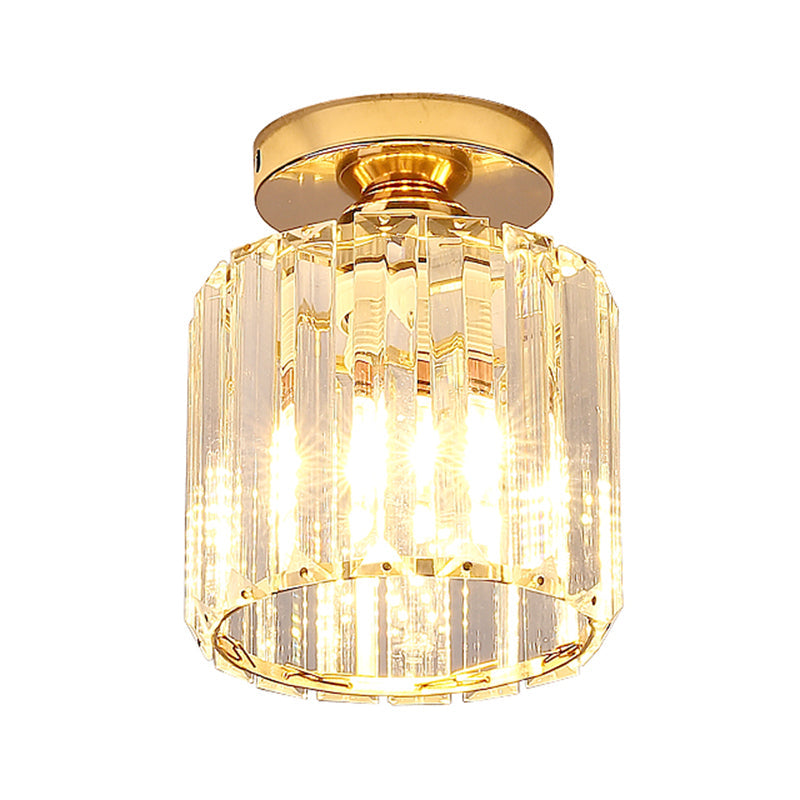 Modern Simplicity Ceiling Light Semi Flush Lamp with Clear Striped Glass Shade for Bedroom