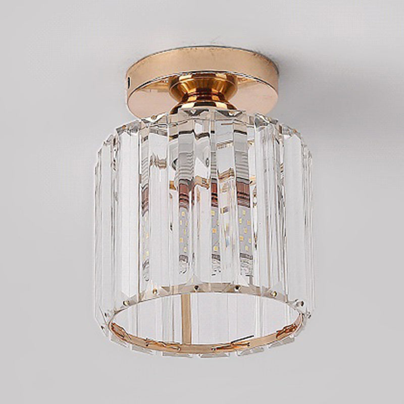 Modern Simplicity Ceiling Light Semi Flush Lamp with Clear Striped Glass Shade for Bedroom
