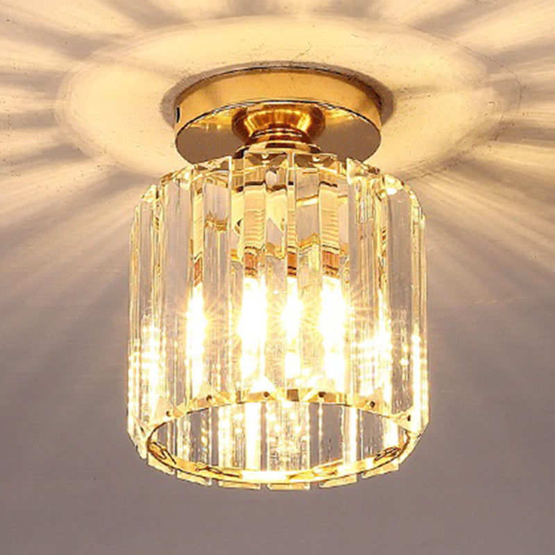 Modern Simplicity Ceiling Light Semi Flush Lamp with Clear Striped Glass Shade for Bedroom
