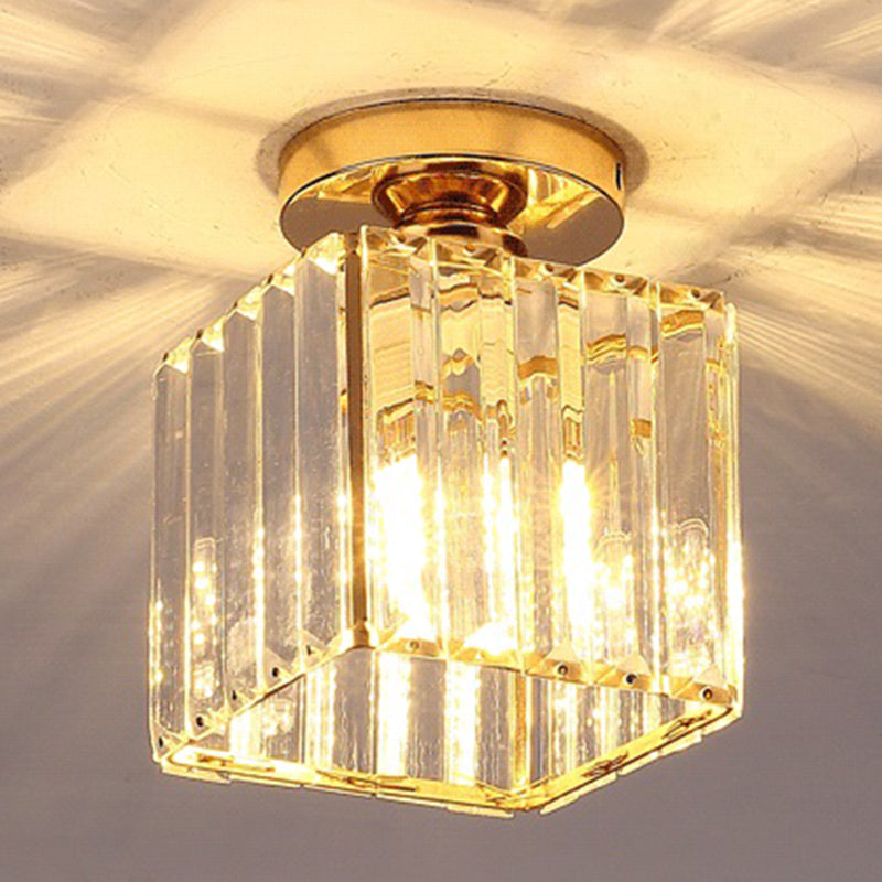 Modern Simplicity Ceiling Light Semi Flush Lamp with Clear Striped Glass Shade for Bedroom