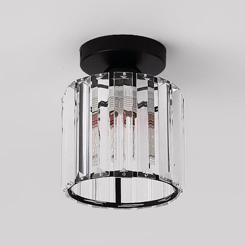 Modern Simplicity Ceiling Light Semi Flush Lamp with Clear Striped Glass Shade for Bedroom