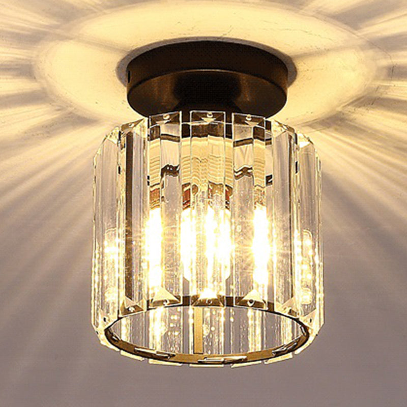 Modern Simplicity Ceiling Light Semi Flush Lamp with Clear Striped Glass Shade for Bedroom