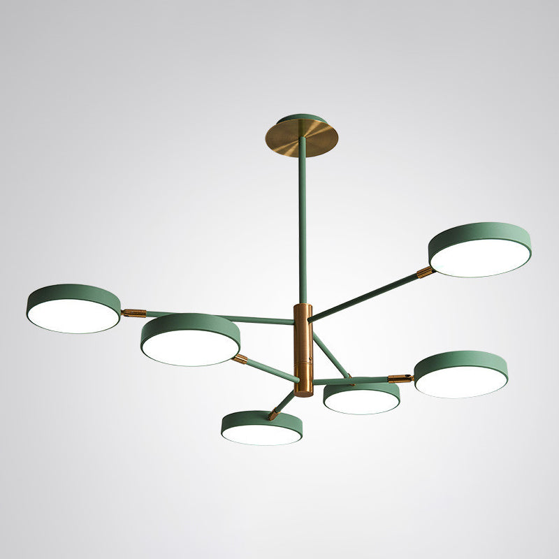 Round Ceiling Chandelier Ultra-Contemporary Metal Hanging Ceiling Lights for Living Room - Modern Design with 3 to 8 Lights, Includes Bulb, Available in Grey, White, Green, and Black