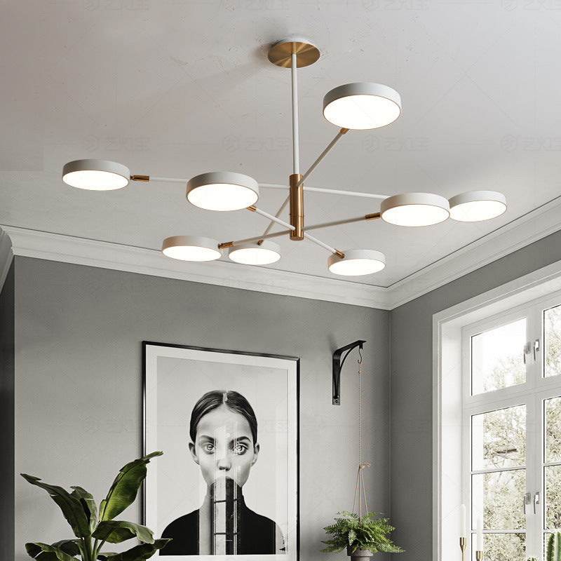 Round Ceiling Chandelier Ultra-Contemporary Metal Hanging Ceiling Lights for Living Room - Modern Design with 3 to 8 Lights, Includes Bulb, Available in Grey, White, Green, and Black