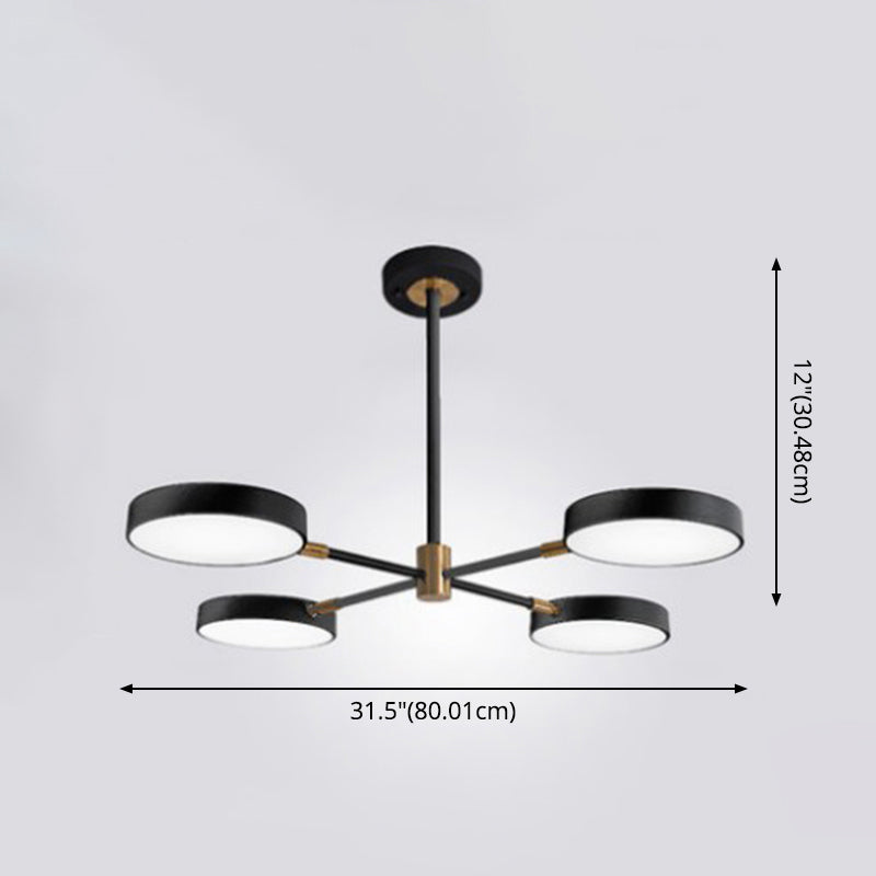 Round Ceiling Chandelier Ultra-Contemporary Metal Hanging Ceiling Lights for Living Room - Modern Design with 3 to 8 Lights, Includes Bulb, Available in Grey, White, Green, and Black