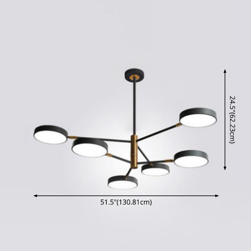 Round Ceiling Chandelier Ultra-Contemporary Metal Hanging Ceiling Lights for Living Room - Modern Design with 3 to 8 Lights, Includes Bulb, Available in Grey, White, Green, and Black