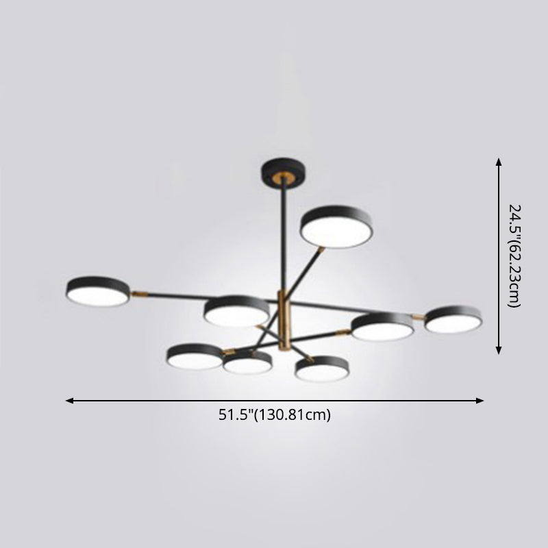 Round Ceiling Chandelier Ultra-Contemporary Metal Hanging Ceiling Lights for Living Room - Modern Design with 3 to 8 Lights, Includes Bulb, Available in Grey, White, Green, and Black