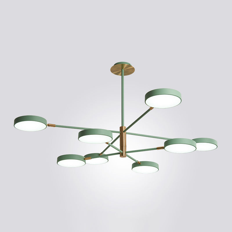Round Ceiling Chandelier Ultra-Contemporary Metal Hanging Ceiling Lights for Living Room 4 Green Clearhalo 'Ceiling Lights' 'Chandeliers' 'Modern Chandeliers' 'Modern' Lighting' 2562866