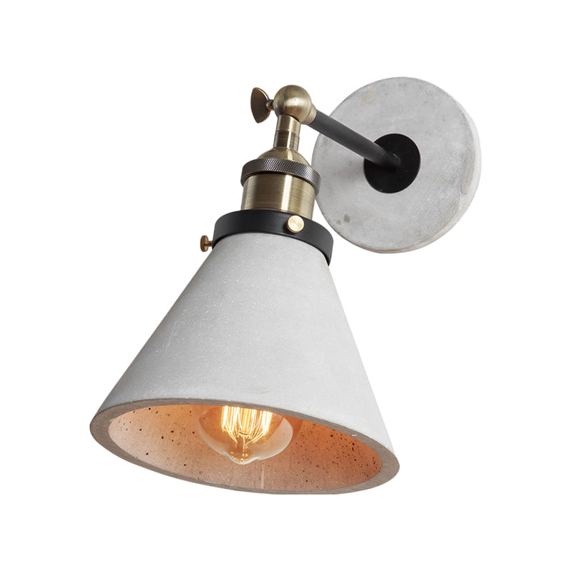 Taavita Cone/Cylinder/Bowl Bedroom Wall Mounted Light Grey Cement 1 Head Industrial Style Angle Adjustable Wall Sconce