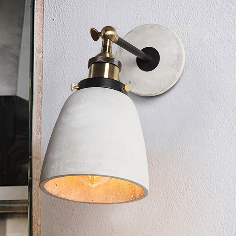 Taavita Cone/Cylinder/Bowl Bedroom Wall Mounted Light Grey Cement 1 Head Industrial Style Angle Adjustable Wall Sconce