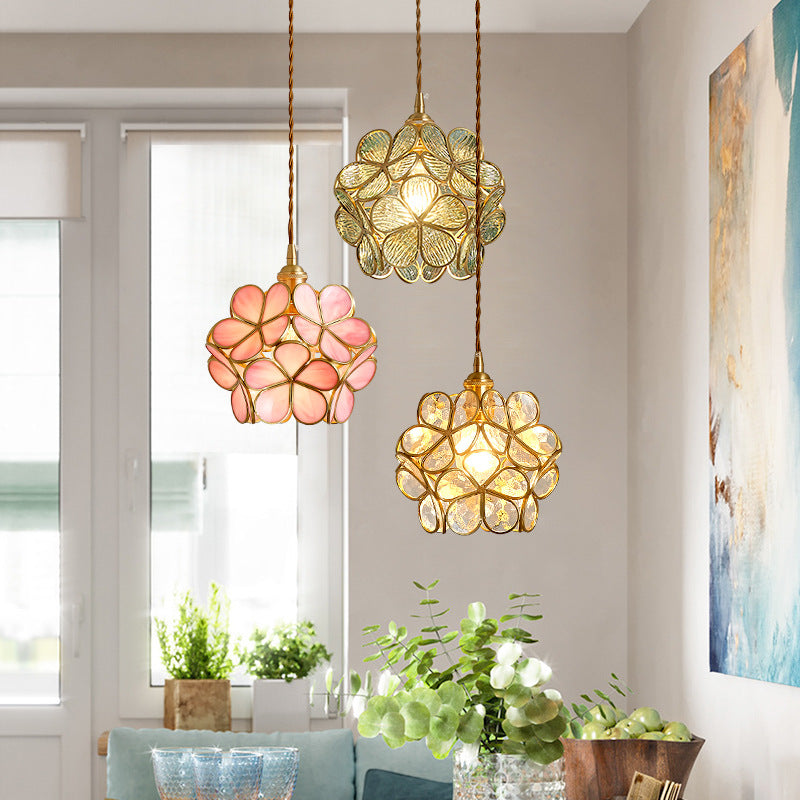 1 Light Taavita Style Flower Hanging Ceiling Light Metallic Down Lighting Pendant for Restaurant