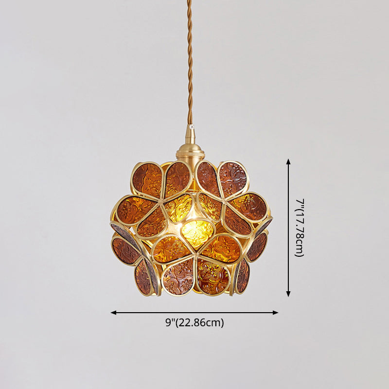 1 Light Taavita Style Flower Hanging Ceiling Light Metallic Down Lighting Pendant for Restaurant