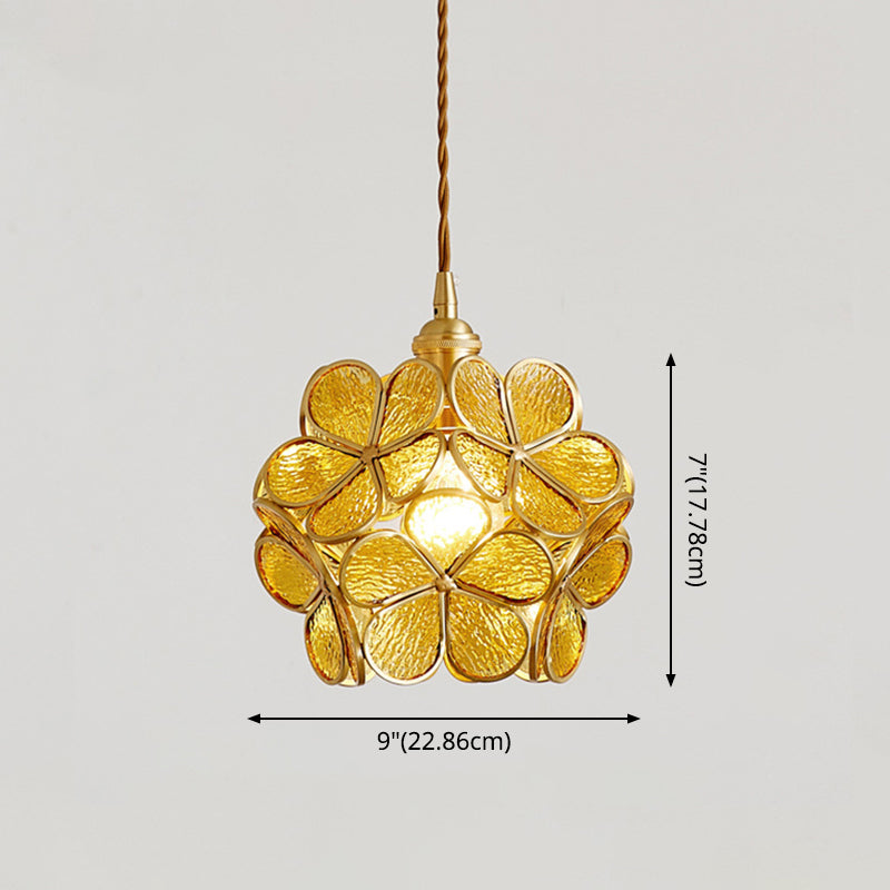 1 Light Taavita Style Flower Hanging Ceiling Light Metallic Down Lighting Pendant for Restaurant