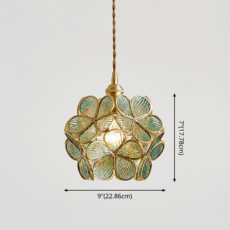 1 Light Taavita Style Flower Hanging Ceiling Light Metallic Down Lighting Pendant for Restaurant