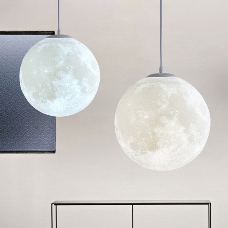 1 Light Moon Hanging Light Fixture Taavita Style Simplicity Plastic Ceiling Pendant Light for Bedroom