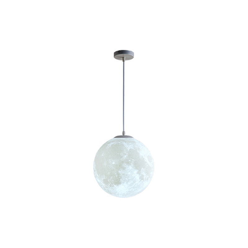 1 Light Moon Hanging Light Fixture Taavita Style Simplicity Plastic Ceiling Pendant Light for Bedroom