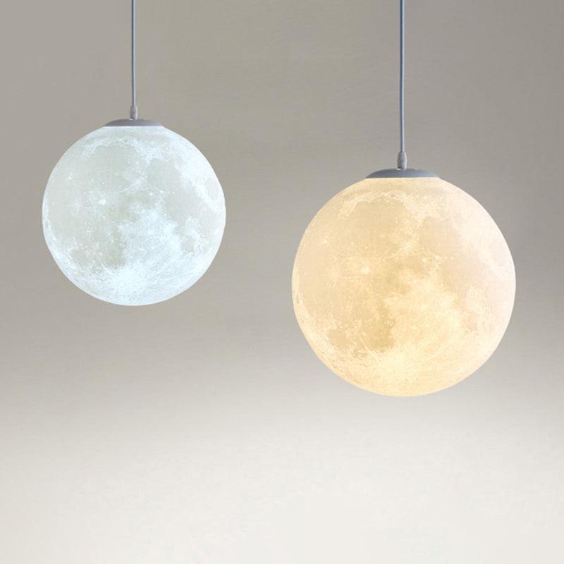 1 Light Moon Hanging Light Fixture Taavita Style Simplicity Plastic Ceiling Pendant Light for Bedroom