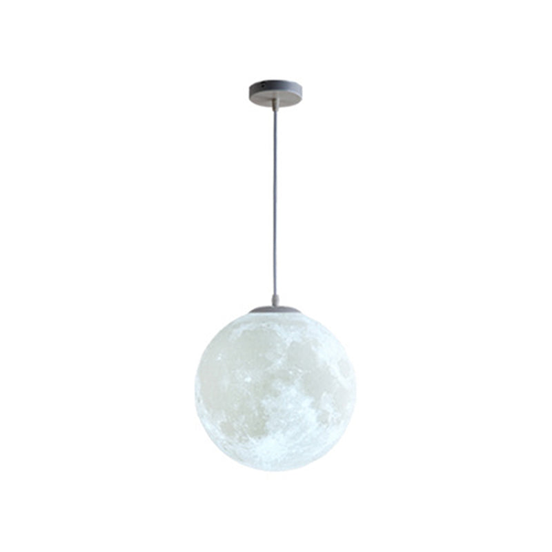 1 Light Moon Hanging Light Fixtures simplicity Nordic Style Plastic Ceiling Pendant Light for Bedroom White 12" Clearhalo 'Ceiling Lights' 'Pendant Lights' 'Pendants' Lighting' 2579190