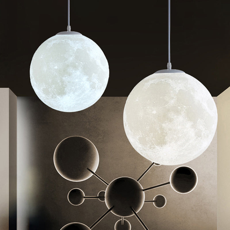 1 Light Moon Hanging Light Fixture Taavita Style Simplicity Plastic Ceiling Pendant Light for Bedroom