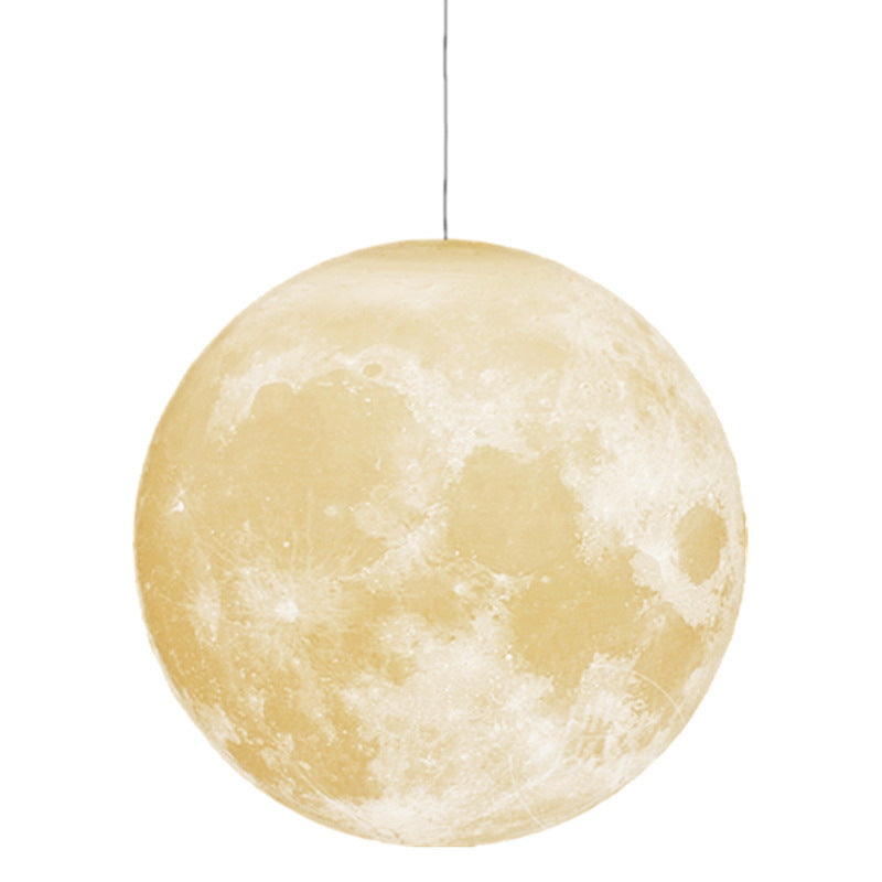 1 Light Moon Hanging Light Fixture Taavita Style Simplicity Plastic Ceiling Pendant Light for Bedroom