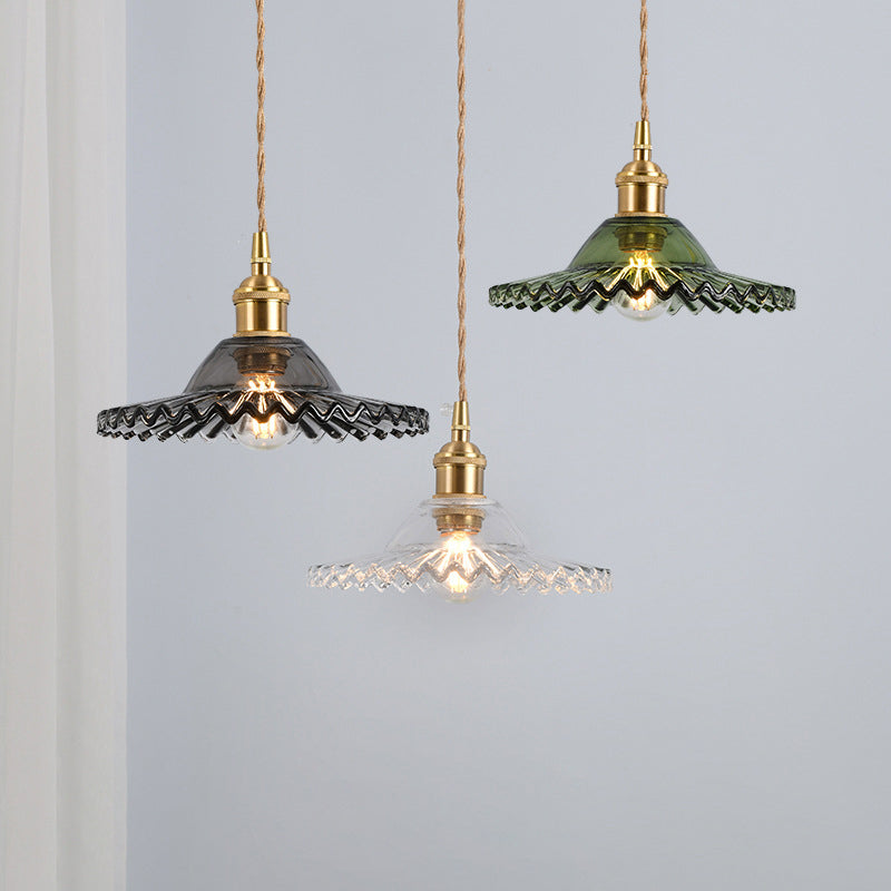 Taavita Vintage Industrial Scalloped Edge Pendant Light 1 Hanging Light for Living Room