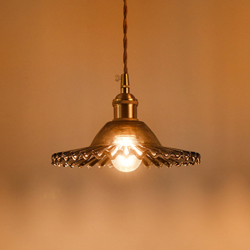 Taavita Vintage Industrial Scalloped Edge Pendant Light 1 Hanging Light for Living Room