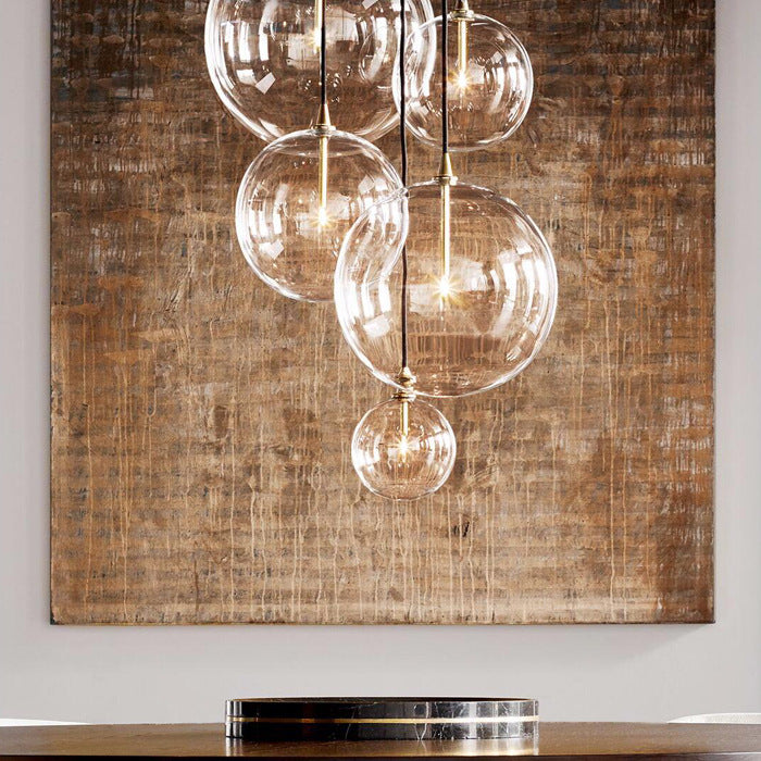 1 Light Modern Minimalist Clear Glass Spherical Pendant Light for Dining Room