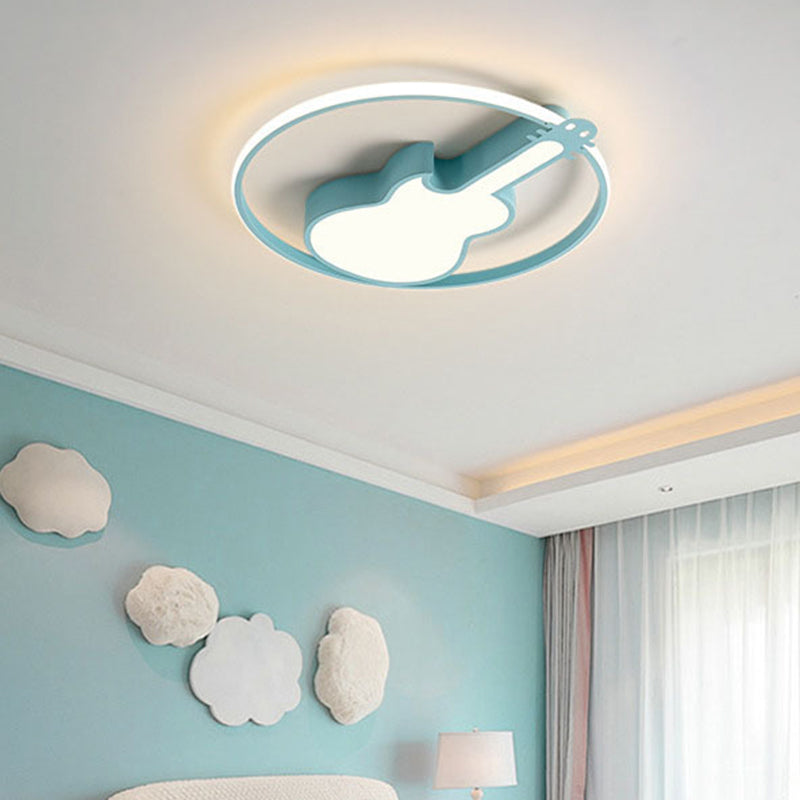 Taavita Creative Guitar Flush Mount Ceiling Light 1 Light Metal Flush Mount Ceiling Light for Bedroom