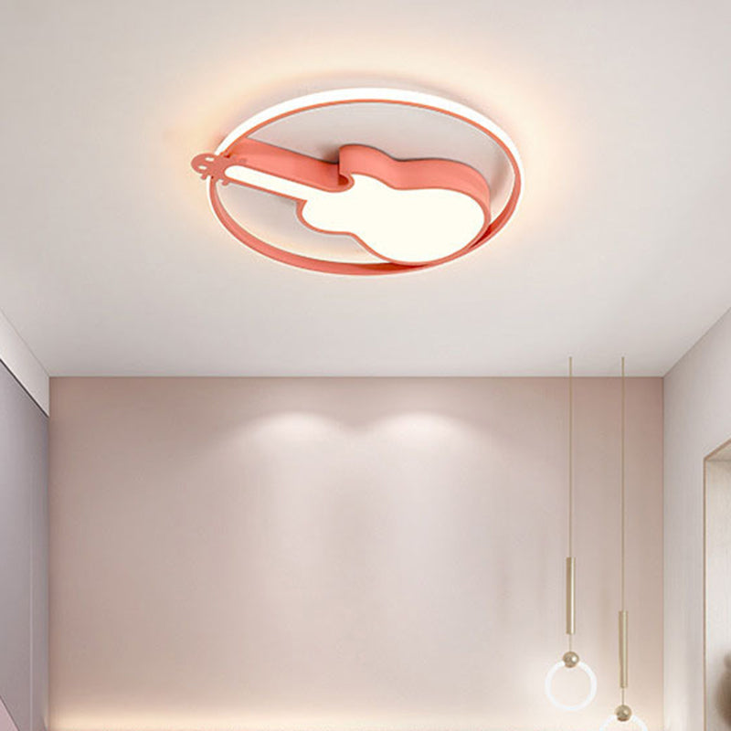 Taavita Creative Guitar Flush Mount Ceiling Light 1 Light Metal Flush Mount Ceiling Light for Bedroom