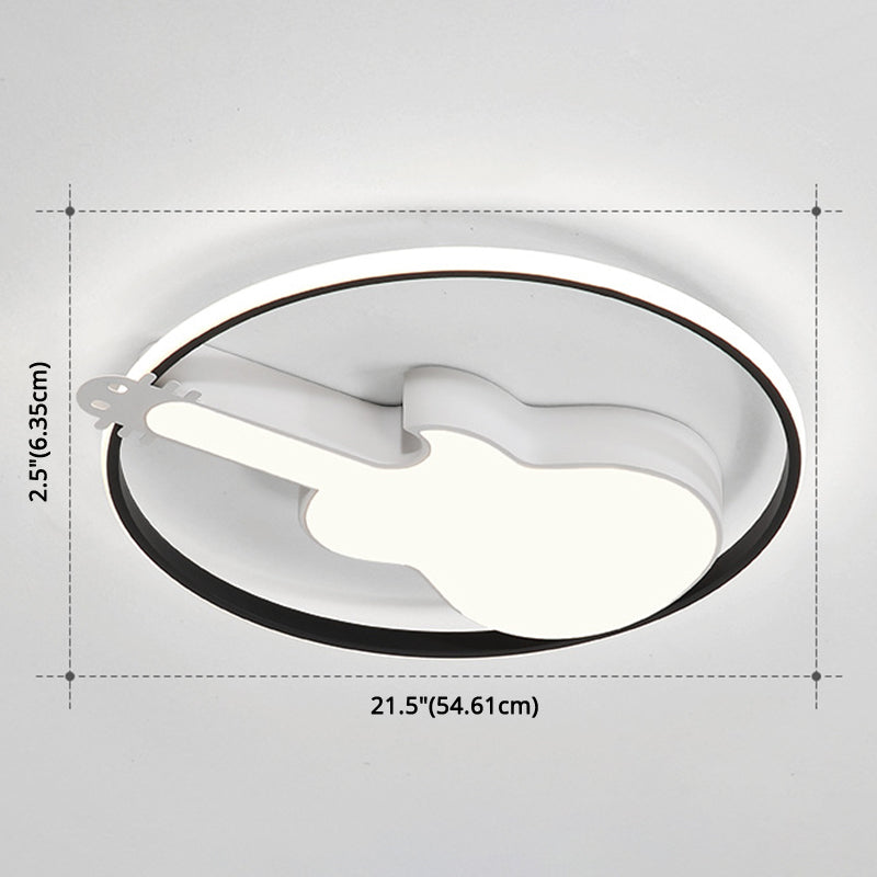 Taavita Creative Guitar Flush Mount Ceiling Light 1 Light Metal Flush Mount Ceiling Light for Bedroom