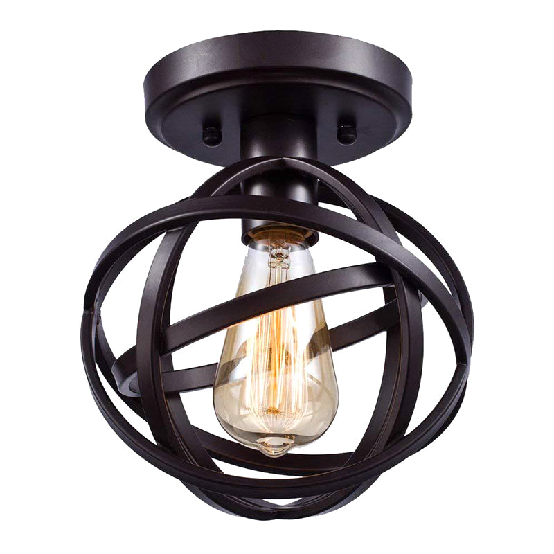 Taavita Semi-Flush Mount Ceiling Light Retro Industrial Style 1 Light Metal Ceiling Light Fixtures for Restaurant