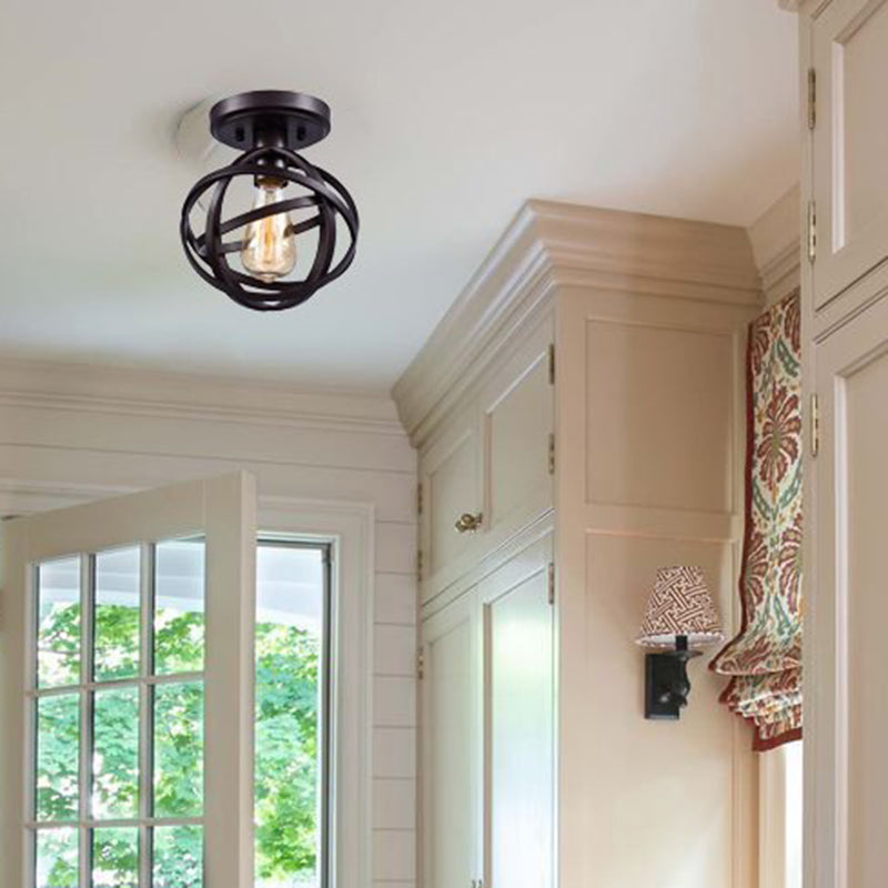 Taavita Semi-Flush Mount Ceiling Light Retro Industrial Style 1 Light Metal Ceiling Light Fixtures for Restaurant