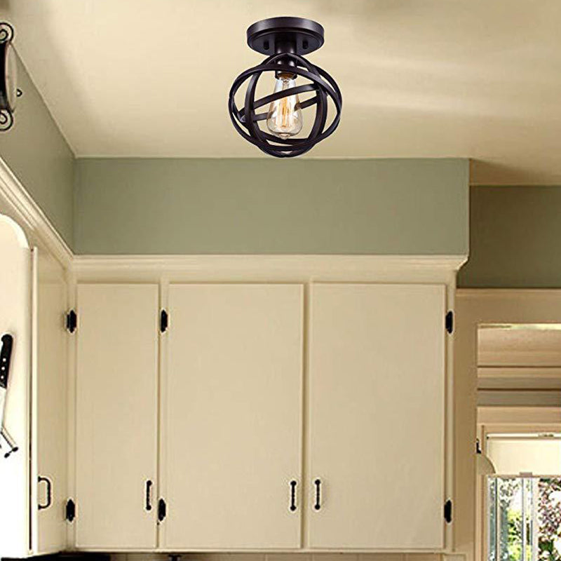 Taavita Semi-Flush Mount Ceiling Light Retro Industrial Style 1 Light Metal Ceiling Light Fixtures for Restaurant