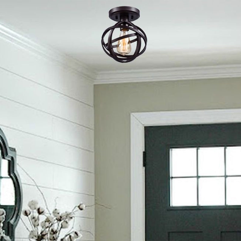 Taavita Semi-Flush Mount Ceiling Light Retro Industrial Style 1 Light Metal Ceiling Light Fixtures for Restaurant