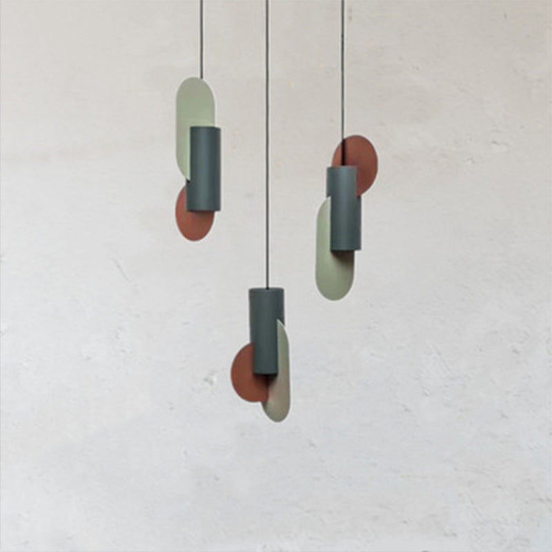 Taavita Geometric Colorblock Pendant Lighting Macaron Metal 1-Light Pink-Green-Grey Ceiling Light Fixture