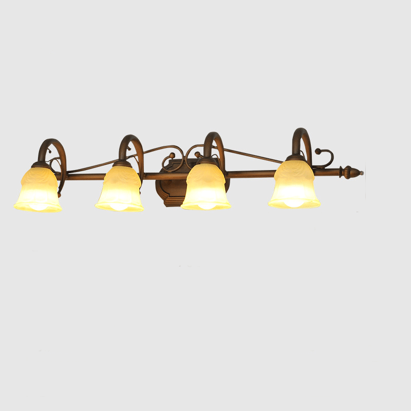 2/3/4 Lights Bell Vanity Lamp Vintage Style White Glass Sconce Light Fixture for Bathroom 4.0 White Clearhalo 'Vanity Lights' 'Wall Lights' Lighting' 26