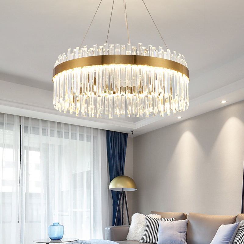 Taavita - Salon - Trailer Lighting System Contemporary Gold - Suspension Lamp with Crystal Circle Combination
