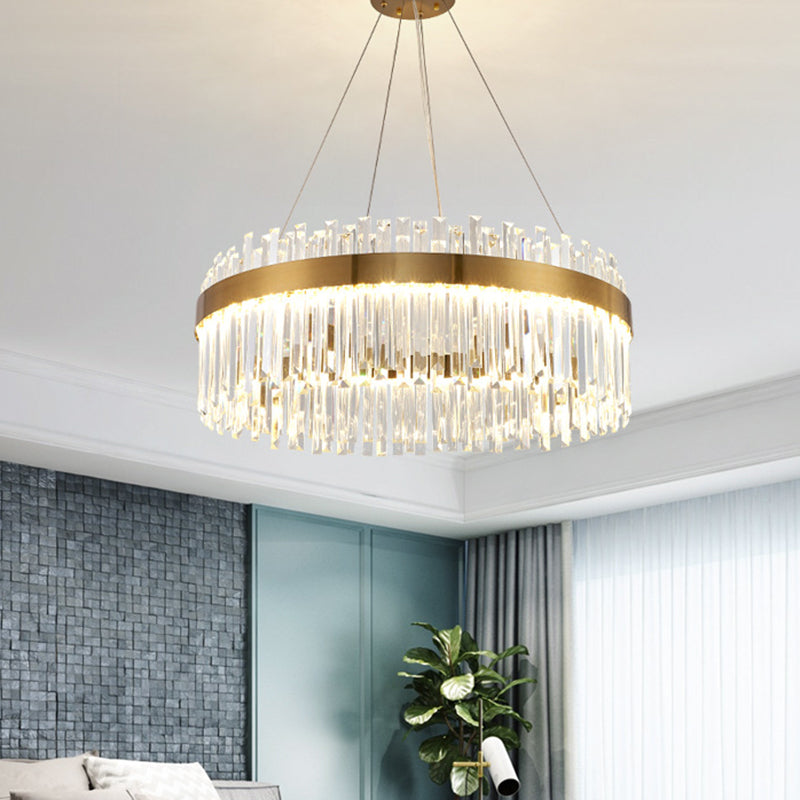 Taavita - Salon - Trailer Lighting System Contemporary Gold - Suspension Lamp with Crystal Circle Combination