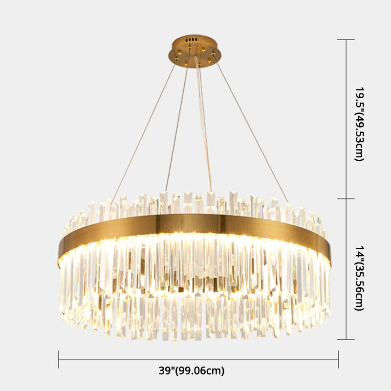 Taavita - Salon - Trailer Lighting System Contemporary Gold - Suspension Lamp with Crystal Circle Combination