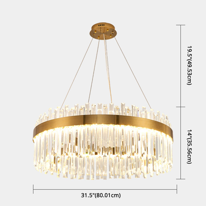 Taavita - Salon - Trailer Lighting System Contemporary Gold - Suspension Lamp with Crystal Circle Combination