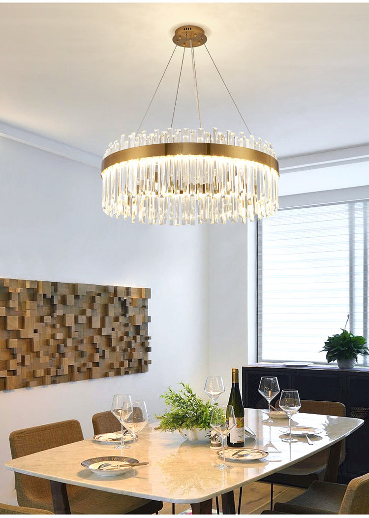 Taavita - Salon - Trailer Lighting System Contemporary Gold - Suspension Lamp with Crystal Circle Combination