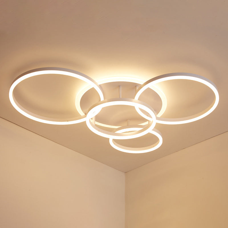 Circle Flush Mount Light Fixtures Ultra-Contemporary Metal Ceiling Light Fixtures for Living Room 2 Coffee Clearhalo 'Ceiling Lights' 'Close To Ceiling Lights' 'Lighting' 2605631