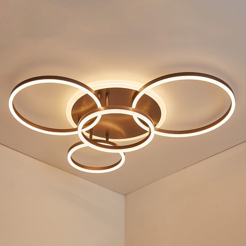 Circle Flush Mount Light Fixtures Ultra-Contemporary Metal Ceiling Light Fixtures for Living Room 2 White Clearhalo 'Ceiling Lights' 'Close To Ceiling Lights' 'Lighting' 2605624