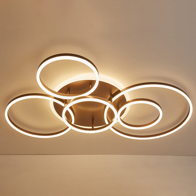 Circle Flush Mount Light Fixtures Ultra-Contemporary Metal Ceiling Light Fixtures for Living Room 6 Gold Clearhalo 'Ceiling Lights' 'Close To Ceiling Lights' 'Lighting' 2605645