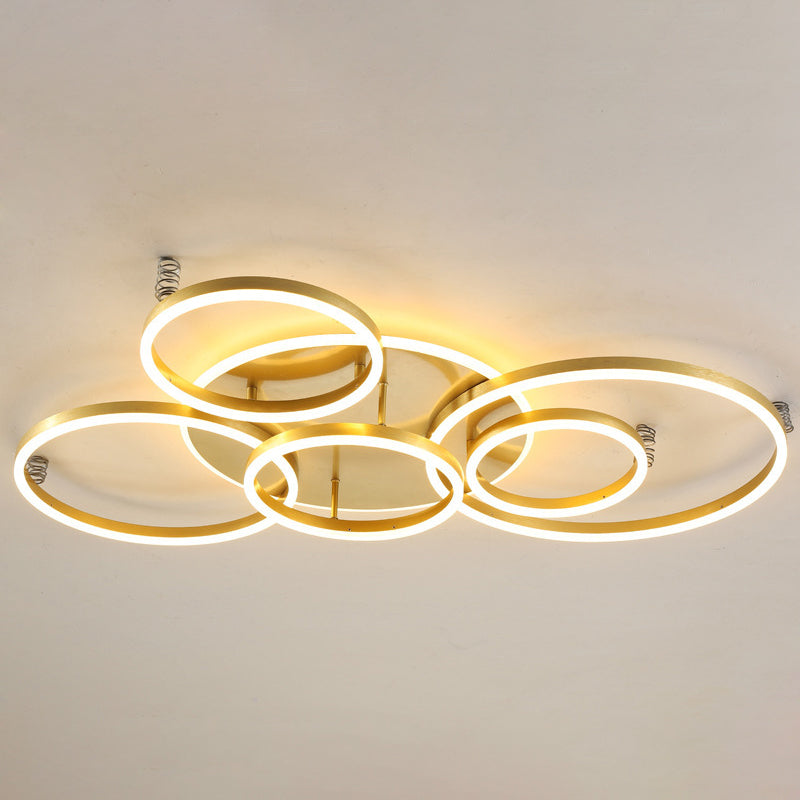 Circle Flush Mount Light Fixtures Ultra-Contemporary Metal Ceiling Light Fixtures for Living Room 5 White Clearhalo 'Ceiling Lights' 'Close To Ceiling Lights' 'Lighting' 2605628