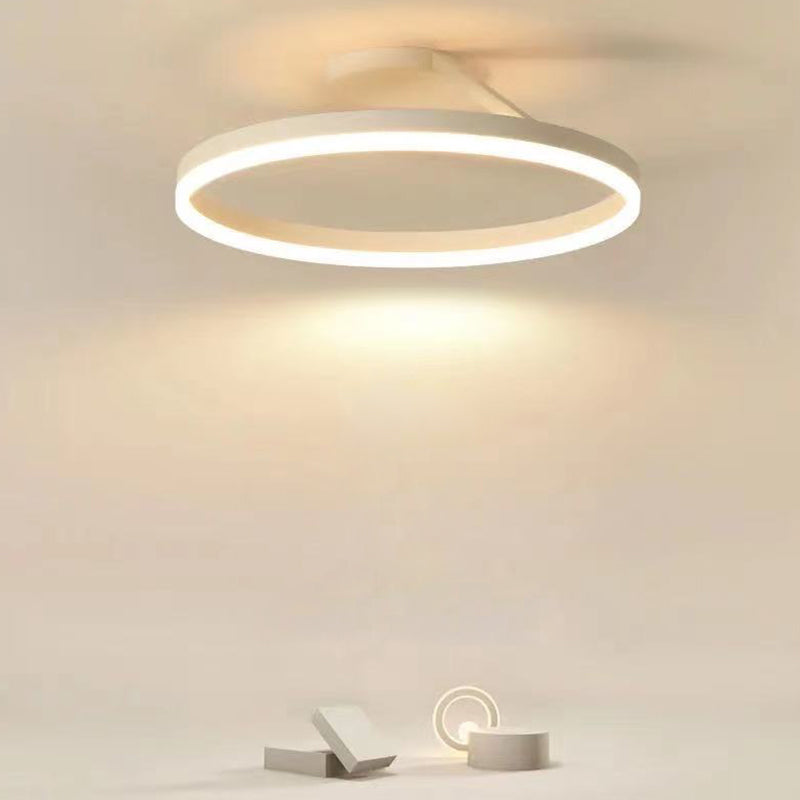 Circular Semi Flush Mount Lighting Contemporary Metal Ceiling Light Fixtures for Bedroom Black Clearhalo 'Ceiling Lights' 'Close To Ceiling Lights' 'Lighting' 2605701