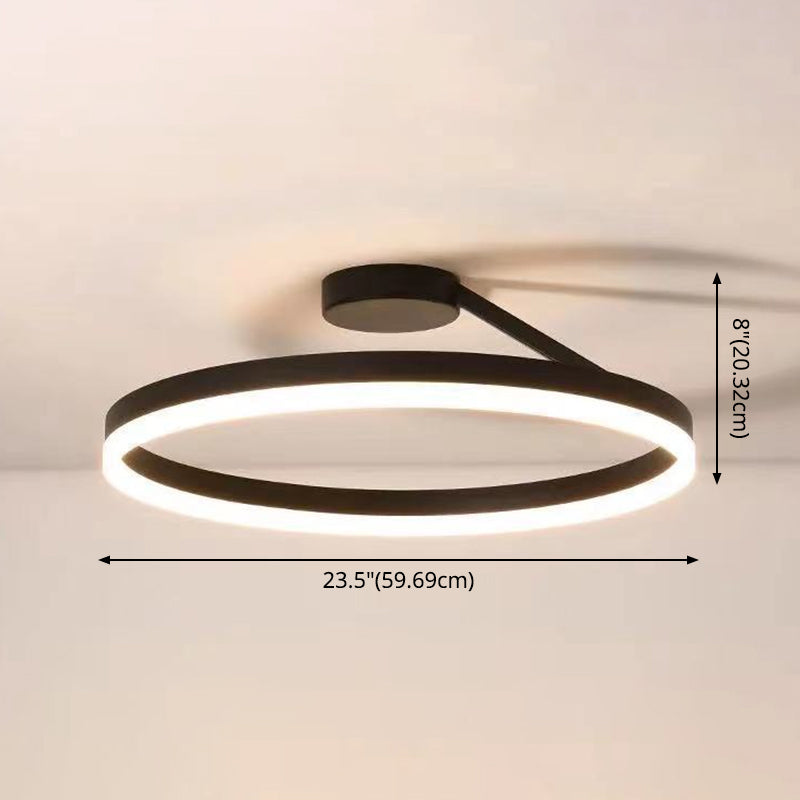 Contemporary Circular Semi Flush Mount Lighting Metal Ceiling Light Fixtures for Bedroom