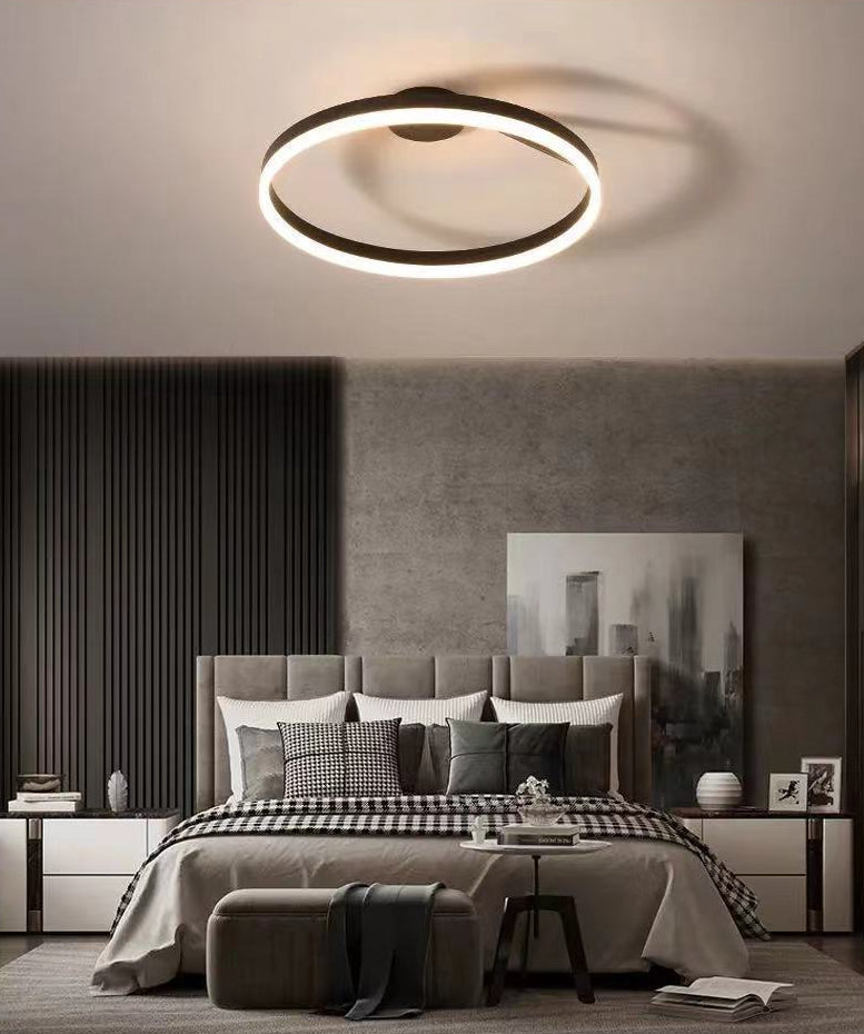 Contemporary Circular Semi Flush Mount Lighting Metal Ceiling Light Fixtures for Bedroom