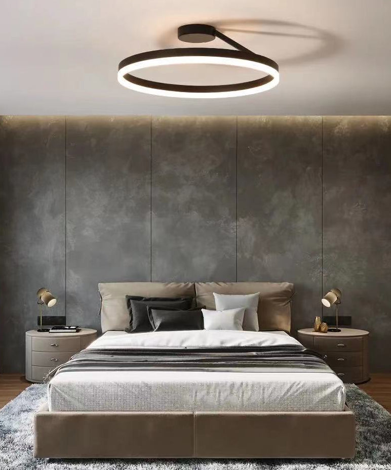 Contemporary Circular Semi Flush Mount Lighting Metal Ceiling Light Fixtures for Bedroom